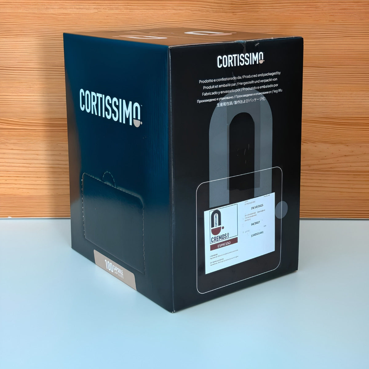 Cremoso_scatola_100_capsule_vista_tre_quarti