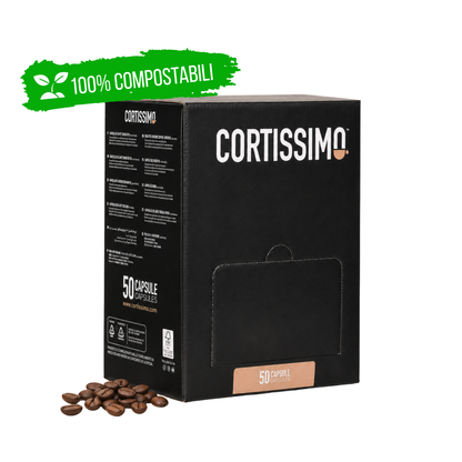 Confezione Cortissimo Decaffeinato, capsule compostabili senza caffeina