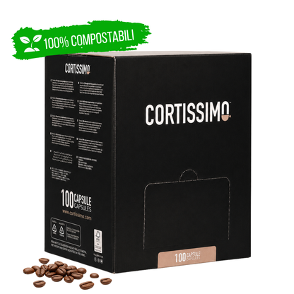 Confezione Cortissimo Delicato, capsule di caffè 100% compostabili