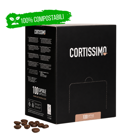 Confezione Cortissimo Forte, capsule di caffè 100% compostabili