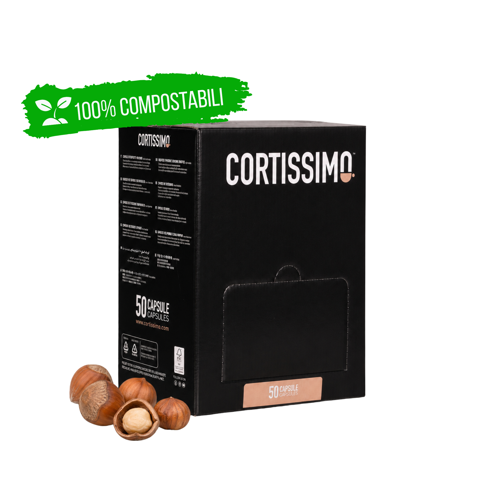 Confezione Cortissimo Nocciolino, capsule compostabili al gusto nocciola