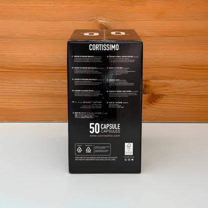 Scatola 50 capsule vista laterale