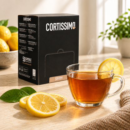 Tazza di tè al limone Cortissimo con fette di limone